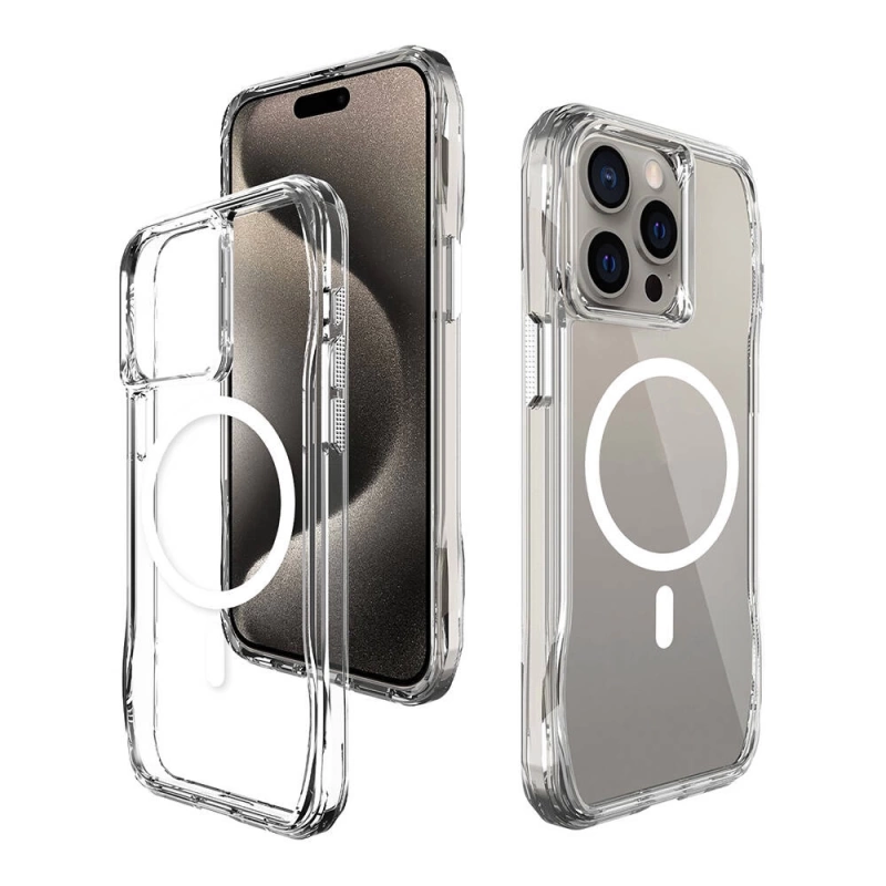Apple iPhone 15 Pro Kılıf M-safe Şarj Özellikli Airbagli Şeffaf Zore İncek Kapak