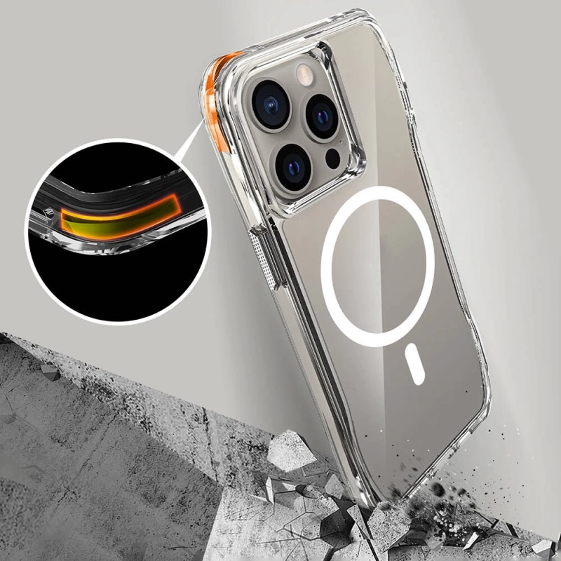 Apple iPhone 15 Pro Kılıf M-safe Şarj Özellikli Airbagli Şeffaf Zore İncek Kapak