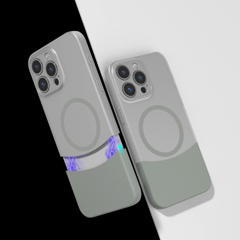Apple iPhone 15 Pro Kılıf M-Safe Şarj Özellikli Mıknatıslı Zore Duble Kapak