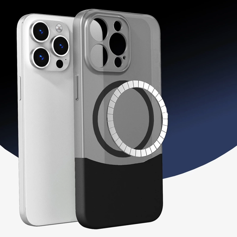 Apple iPhone 15 Pro Kılıf M-Safe Şarj Özellikli Mıknatıslı Zore Duble Kapak