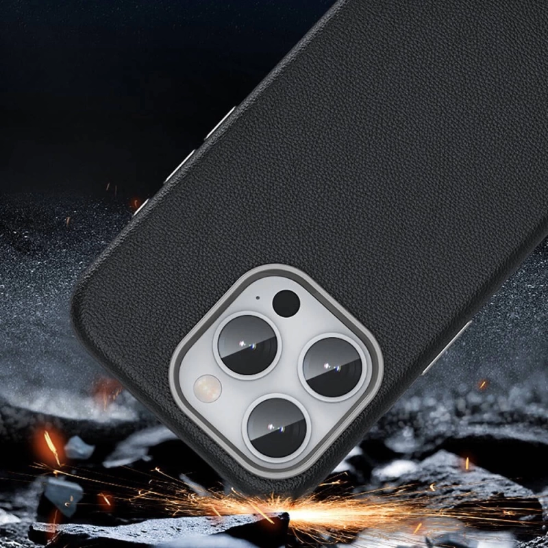 Apple iPhone 15 Pro Kılıf M-safe Şarj Özellikli PU Deri Zore Adora Kapak