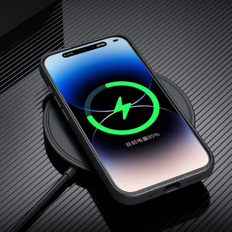 Apple iPhone 15 Pro Kılıf M-safe Şarj Özellikli PU Deri Zore Adora Kapak