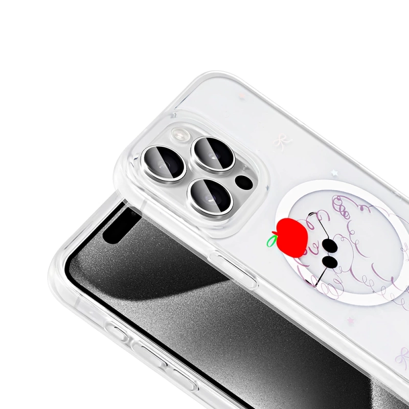 Apple iPhone 15 Pro Kılıf M-Safe Şarj Özellikli Şeffaf Zore Folk Sert Kapak