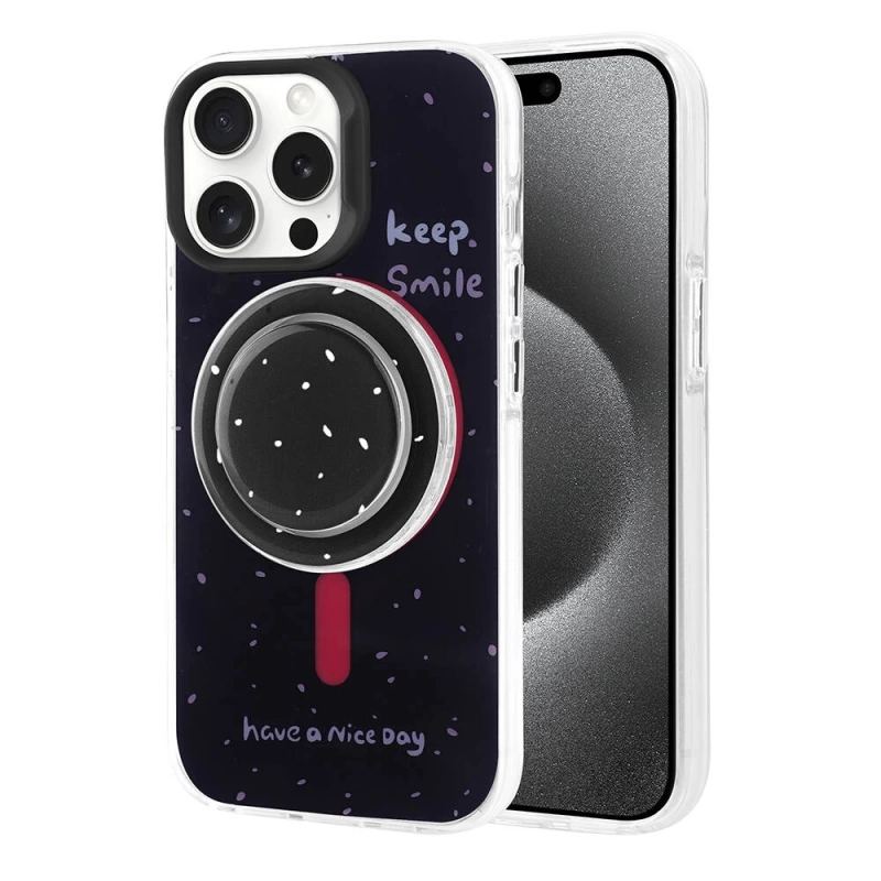 Apple iPhone 15 Pro Kılıf M-safe Şarj Özellikli Tak-Çıkar Pop Soketli Zore Tiktok Kapak