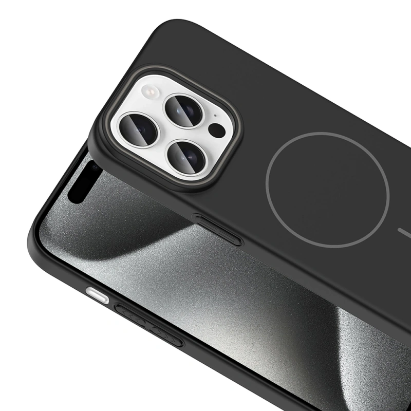 Apple iPhone 15 Pro Kılıf M-safe Şarj Özellikli Zore Ruby Sert Kapak