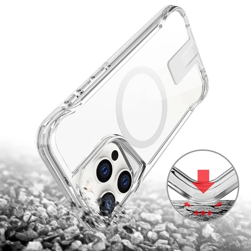 Apple iPhone 15 Pro Kılıf M-safe Şarj Özellikli Zore T-Max Standlı Kapak