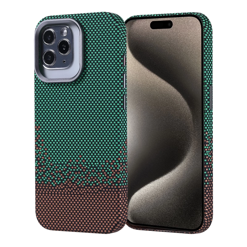 Apple iPhone 15 Pro Kılıf M-safe Şarj Özellikli Karbon Fiber Görünümlü Zore Nekst Kapak