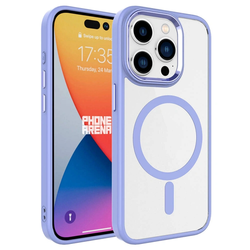 Apple iPhone 15 Pro Kılıf Wireless Şarj Özellikli Zore Krom M-safe Silikon Kapak