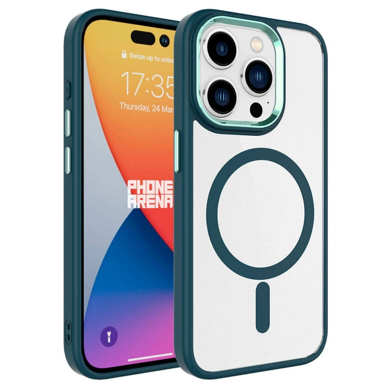 Apple iPhone 15 Pro Kılıf Wireless Şarj Özellikli Zore Krom M-safe Silikon Kapak