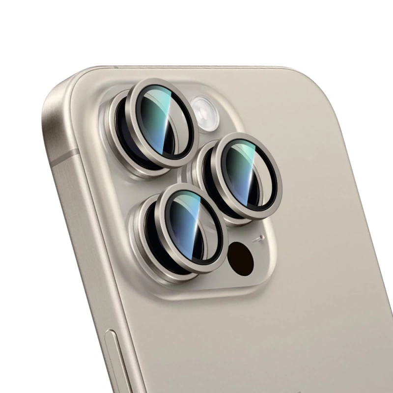 Apple iPhone 15 Pro Max CaseWorld Alloy Serisi Oleofobik Anti Reflective Kamera Lens Koruyucu
