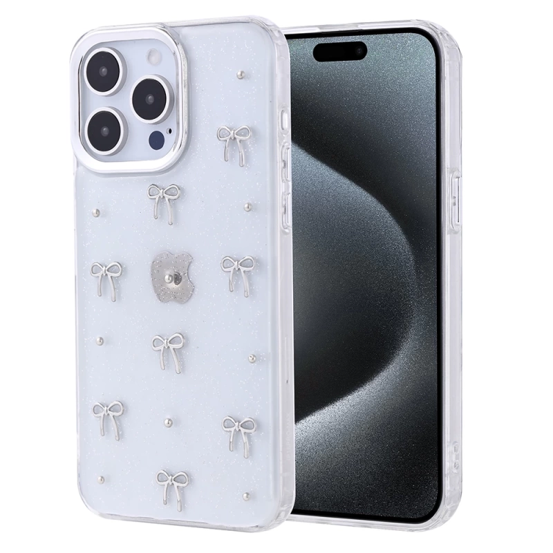 Apple iPhone 15 Pro Max Kılıf Airbag Tasarımlı Simli Şeffaf Zore Kutup Kapak