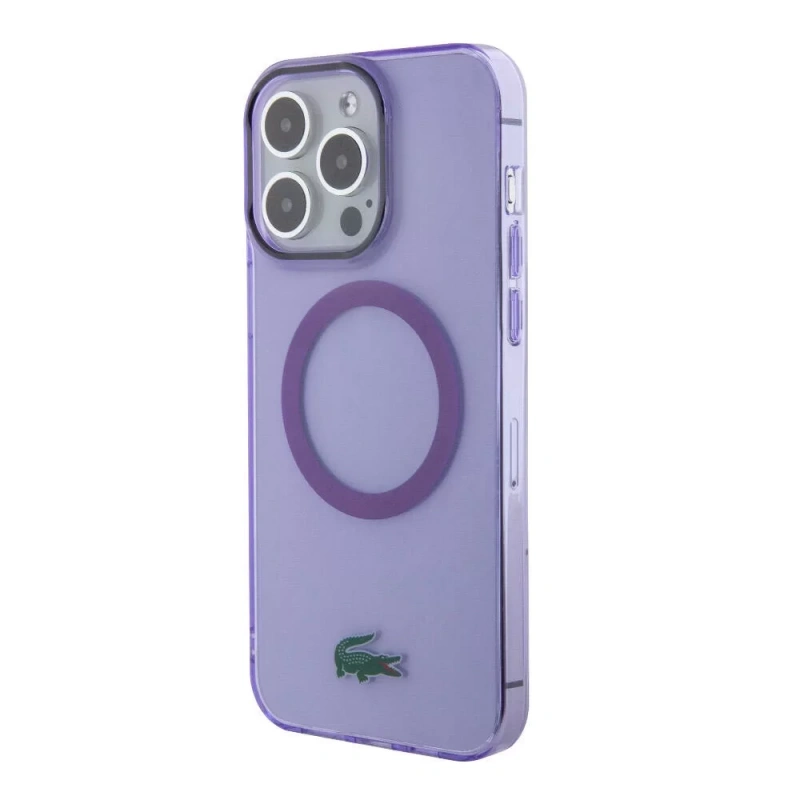 Apple iPhone 15 Pro Max Kılıf Lacoste Orjinal Lisanslı M-safe Şarj Özellikli İkonik Timsah Logolu Hard Parme Kapak