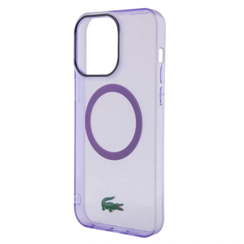 Apple iPhone 15 Pro Max Kılıf Lacoste Orjinal Lisanslı M-safe Şarj Özellikli İkonik Timsah Logolu Hard Parme Kapak