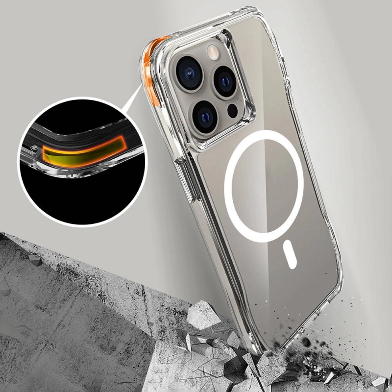 Apple iPhone 15 Pro Max Kılıf M-safe Şarj Özellikli Airbagli Şeffaf Zore İncek Kapak