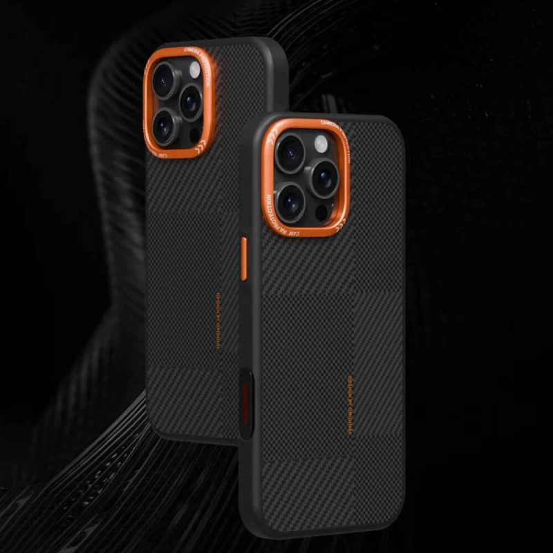 Apple iPhone 15 Pro Max Kılıf M-safe Şarj Özellikli Karbon Fiber Görünümlü Zore Kamp Kapak