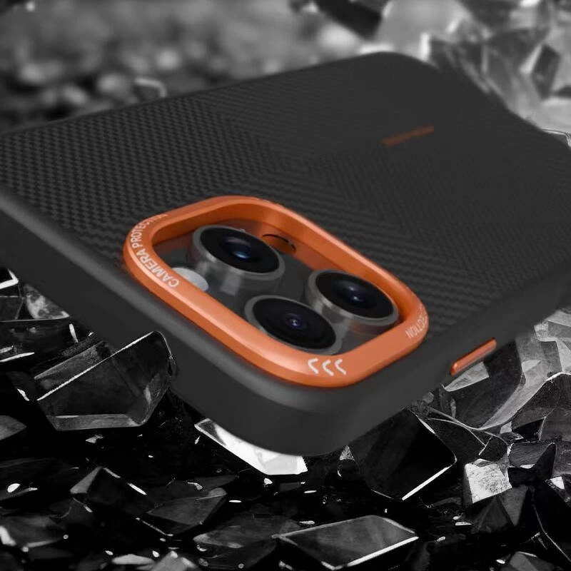 Apple iPhone 15 Pro Max Kılıf M-safe Şarj Özellikli Karbon Fiber Görünümlü Zore Kamp Kapak