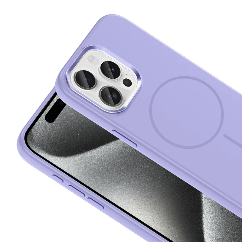 Apple iPhone 15 Pro Max Kılıf M-Safe Şarj Özellikli Metal Kamera Çerçeveli Zore Edi Silikon Kapak