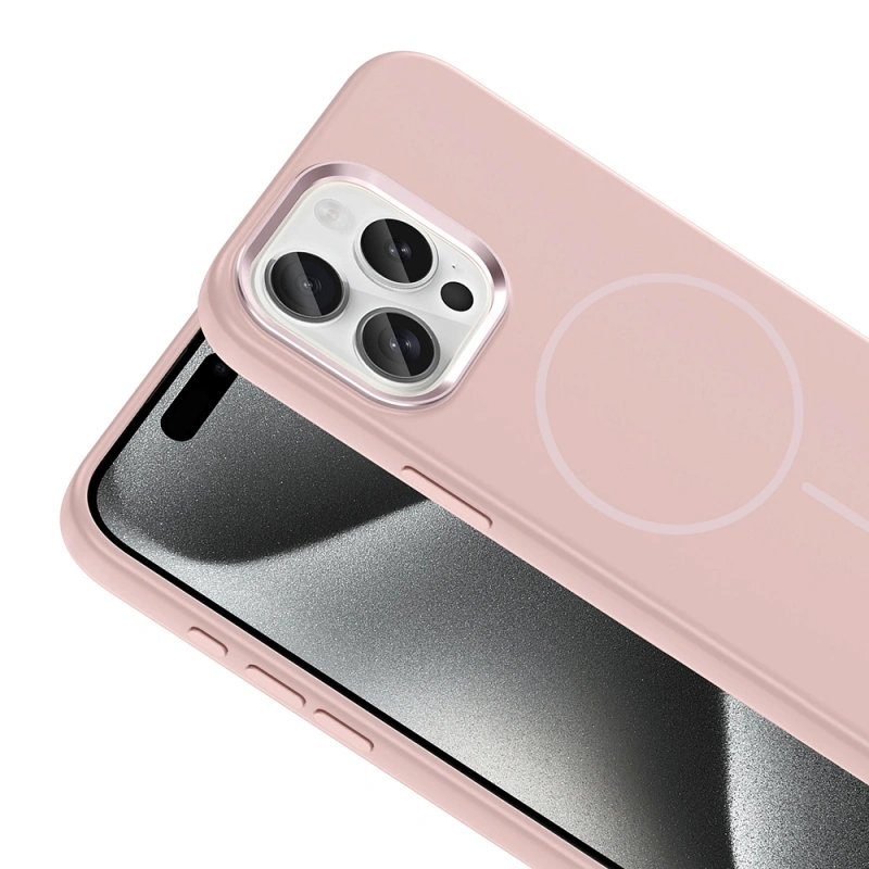 Apple iPhone 15 Pro Max Kılıf M-Safe Şarj Özellikli Metal Kamera Çerçeveli Zore Edi Silikon Kapak