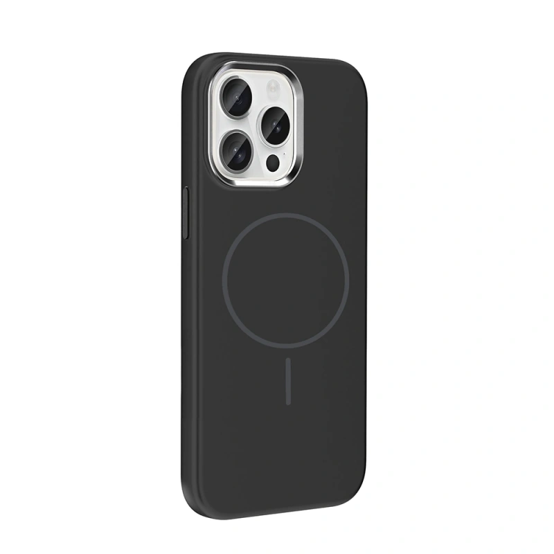 Apple iPhone 15 Pro Max Kılıf M-Safe Şarj Özellikli Metal Kamera Çerçeveli Zore Edi Silikon Kapak