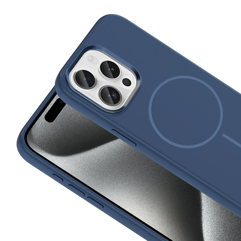 Apple iPhone 15 Pro Max Kılıf M-Safe Şarj Özellikli Metal Kamera Çerçeveli Zore Edi Silikon Kapak