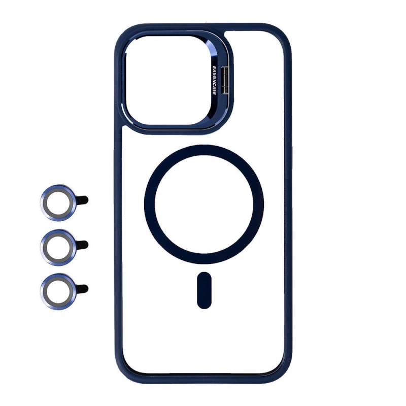 Apple iPhone 15 Pro Max Kılıf M-safe Şarj Özellikli Standlı Zore M-safe Klon Lensli Kapak