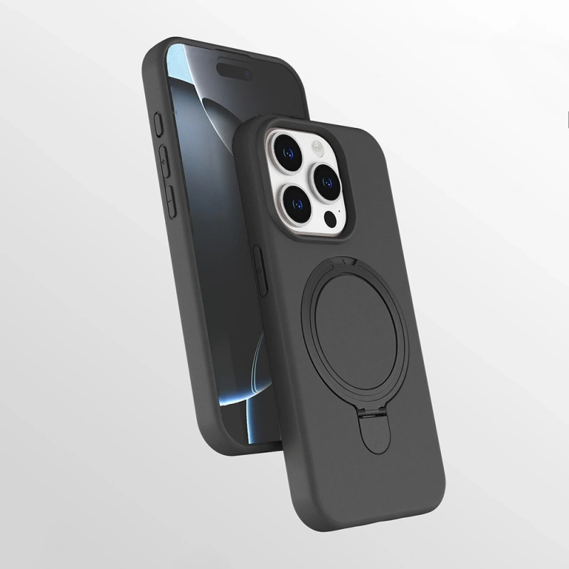 Apple iPhone 15 Pro Max Kılıf M-safe Şarj Özellikli Standlı Zore Samara Kapak