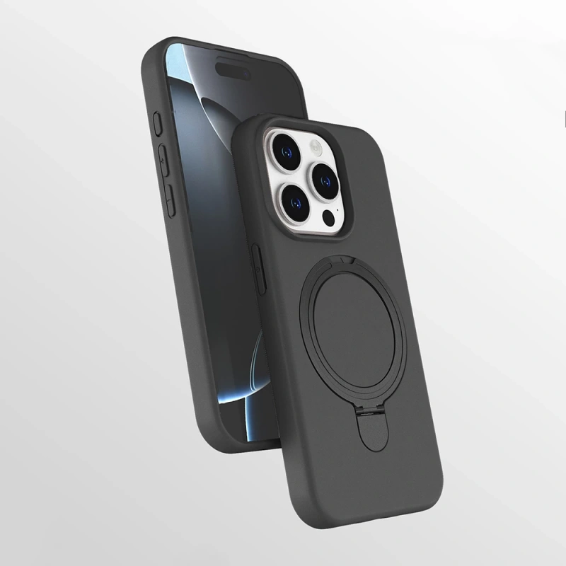 Apple iPhone 15 Pro Max Kılıf M-safe Şarj Özellikli Standlı Zore Samara Kapak