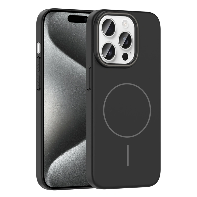 Apple iPhone 15 Pro Max Kılıf M-safe Şarj Özellikli Zore Ruby Sert Kapak