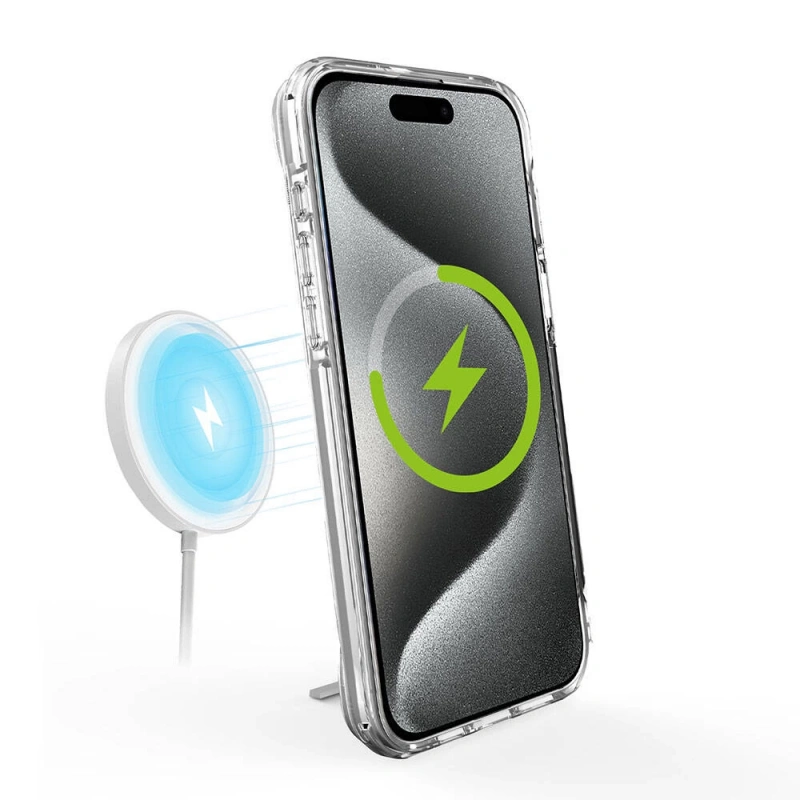Apple iPhone 15 Pro Max Kılıf M-safe Şarj Özellikli Zore T-Max Standlı Kapak