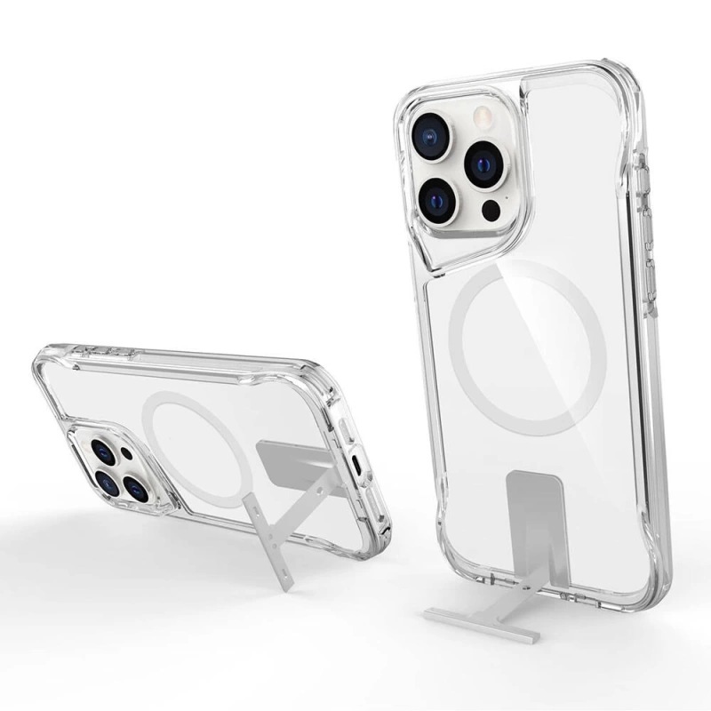 Apple iPhone 15 Pro Max Kılıf M-safe Şarj Özellikli Zore T-Max Standlı Kapak
