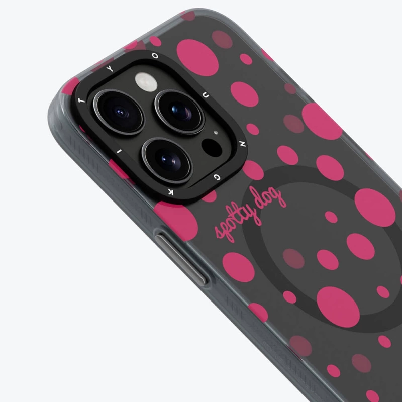 Apple iPhone 15 Pro Max Kılıf Magsafe Şarj Özellikli Polka Dot Desenli Youngkit Spots Serisi Kapak