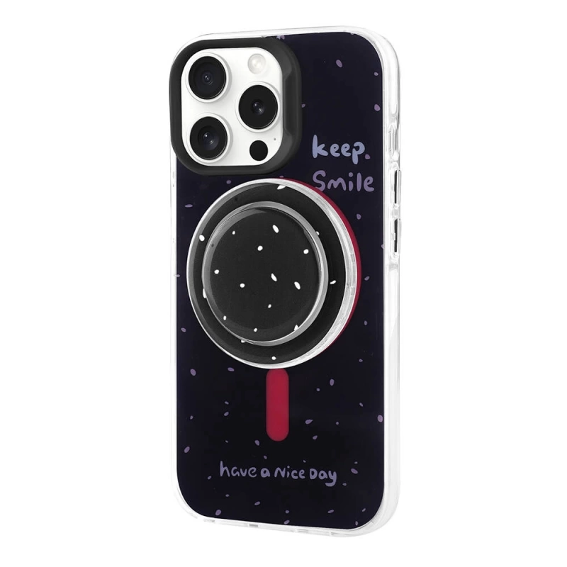 Apple iPhone 15 Pro Max Kılıf M-safe Şarj Özellikli Tak-Çıkar Pop Soketli Zore Tiktok Kapak