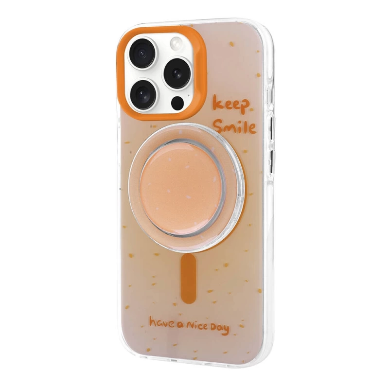 Apple iPhone 15 Pro Max Kılıf M-safe Şarj Özellikli Tak-Çıkar Pop Soketli Zore Tiktok Kapak