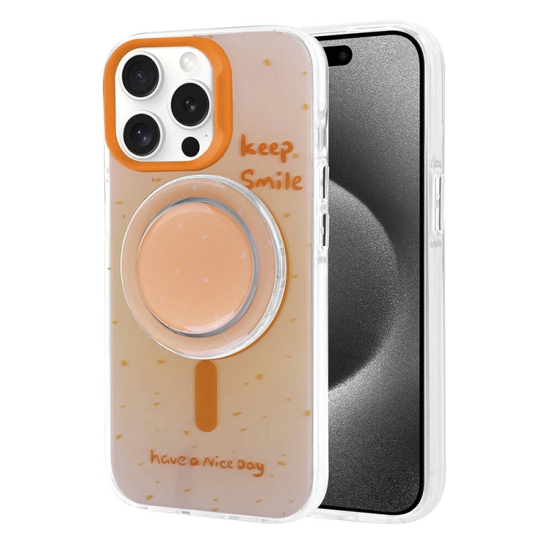 Apple iPhone 15 Pro Max Kılıf M-safe Şarj Özellikli Tak-Çıkar Pop Soketli Zore Tiktok Kapak