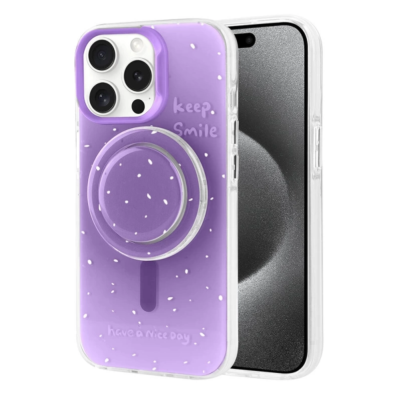 Apple iPhone 15 Pro Max Kılıf M-safe Şarj Özellikli Tak-Çıkar Pop Soketli Zore Tiktok Kapak