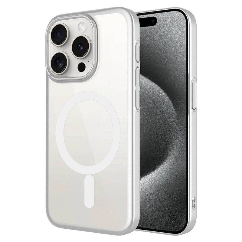 Apple iPhone 15 Pro Max Kılıf Wireless Şarj Özellikli Sert PC Zore Mat Riksos M-safe Kapak