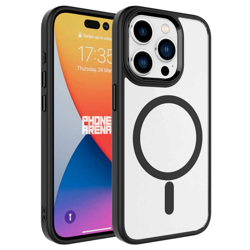 Apple iPhone 15 Pro Max Kılıf Wireless Şarj Özellikli Zore Krom M-safe Silikon Kapak