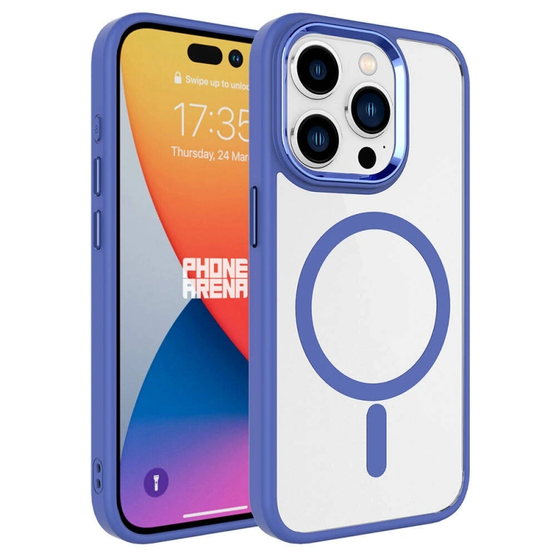Apple iPhone 15 Pro Max Kılıf Wireless Şarj Özellikli Zore Krom M-safe Silikon Kapak