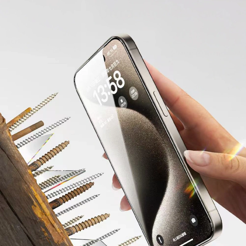 Apple iPhone 15 Pro Max Zore 2.5D Oliv HD Temperli Cam Ekran Koruyucu + Kolay Uygulama Aparatı