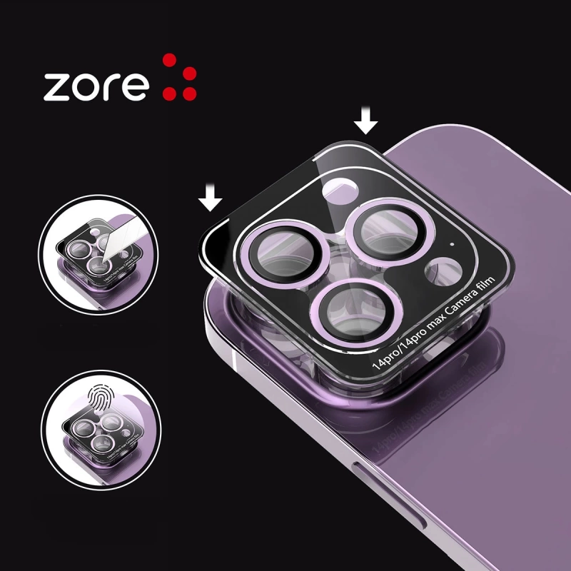 Apple iPhone 15 Pro Max Zore CL-12 Premium Safir Parmak İzi Bırakmayan Anti-Reflective Kamera Lens Koruyucu