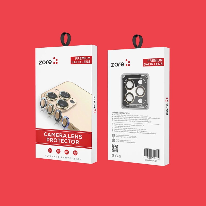 Apple iPhone 15 Pro Max Zore CL-12 Premium Safir Parmak İzi Bırakmayan Anti-Reflective Kamera Lens Koruyucu