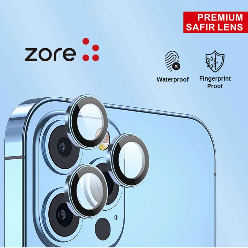 Apple iPhone 15 Pro Max Zore CL-12 Premium Safir Parmak İzi Bırakmayan Anti-Reflective Kamera Lens Koruyucu