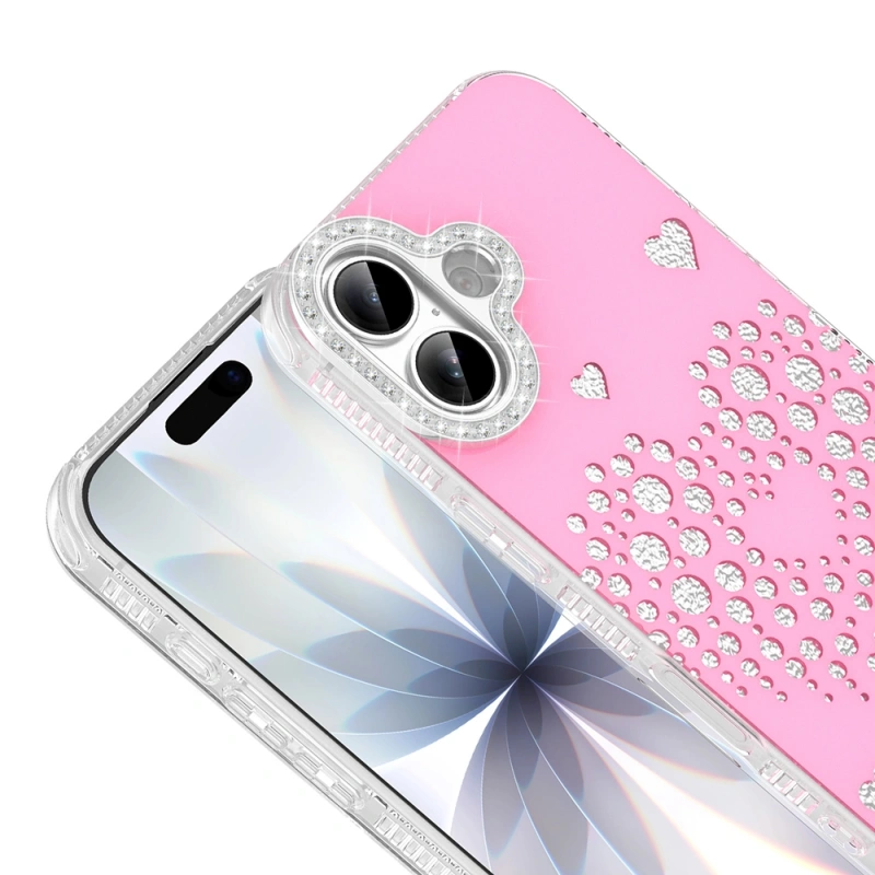 Apple iPhone 16 Kılıf Damla Taşlı Zore Rivas Sert PC Kapak
