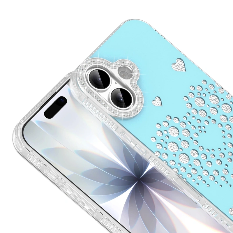 Apple iPhone 16 Kılıf Damla Taşlı Zore Rivas Sert PC Kapak