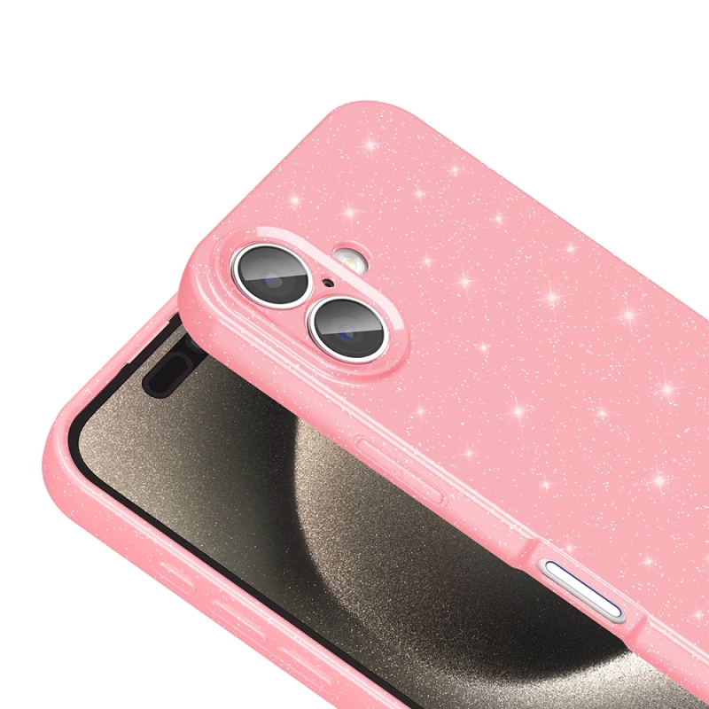 Apple iPhone 16 Kılıf Kamera Korumalı Simli Lüks Zore Koton Kapak