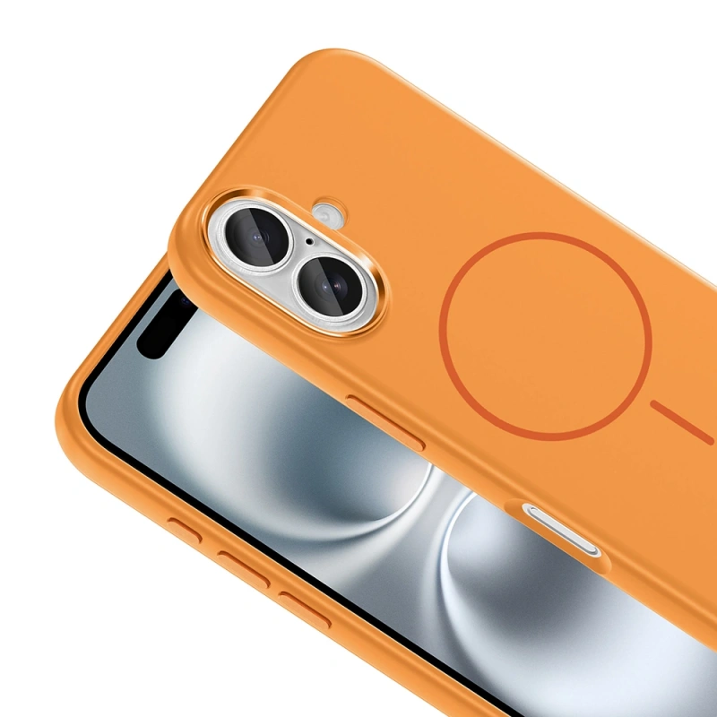 Apple iPhone 16 Kılıf M-Safe Şarj Özellikli Metal Kamera Çerçeveli Zore Edi Silikon Kapak