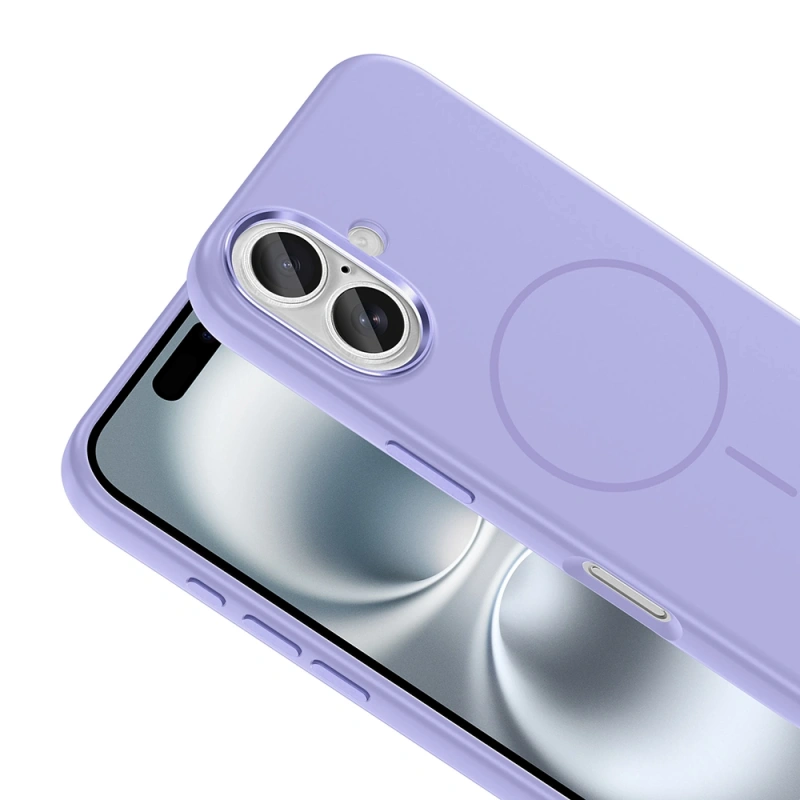 Apple iPhone 16 Kılıf M-Safe Şarj Özellikli Metal Kamera Çerçeveli Zore Edi Silikon Kapak