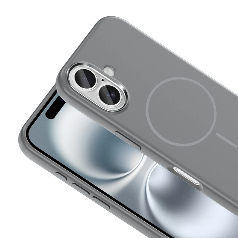 Apple iPhone 16 Kılıf M-Safe Şarj Özellikli Metal Kamera Çerçeveli Zore Edi Silikon Kapak