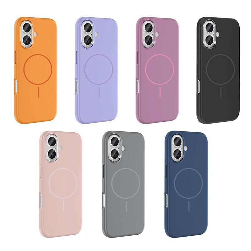 Apple iPhone 16 Kılıf M-Safe Şarj Özellikli Metal Kamera Çerçeveli Zore Edi Silikon Kapak