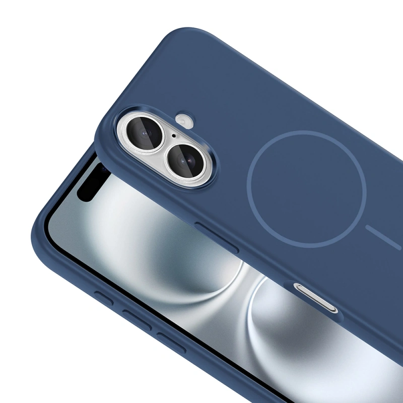 Apple iPhone 16 Kılıf M-Safe Şarj Özellikli Metal Kamera Çerçeveli Zore Edi Silikon Kapak